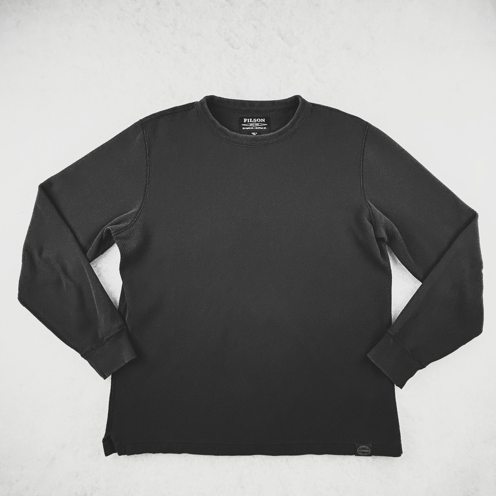 Filson Shirt Mens M Waffle Knit Thermal Pullover Long Sleeve Distressed